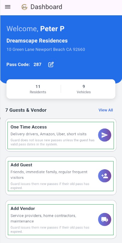 Guest Add Dashboard