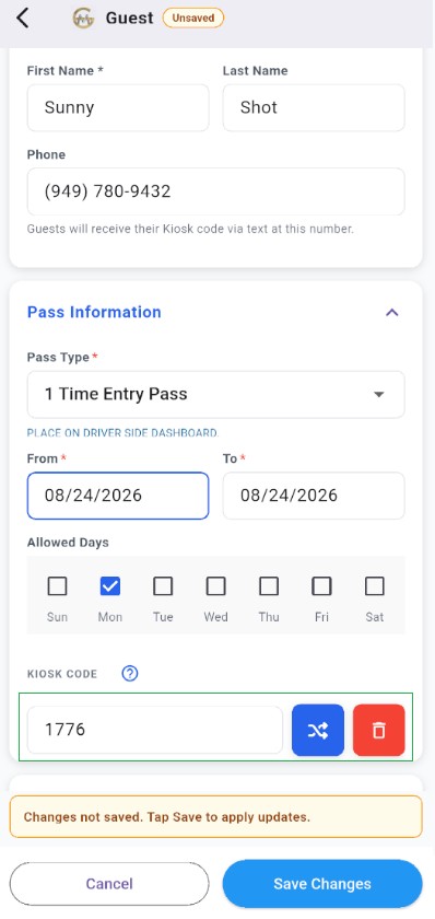 Kiosk Code